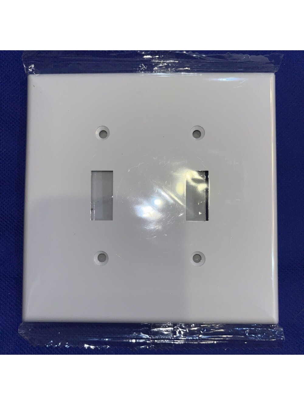 Hyper Tough Double Toggle Light Switch Wall Plate White Plastic 5x5 inch
